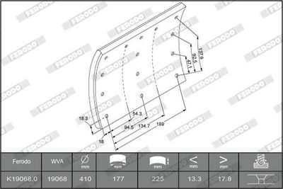 FERODO Stabdžių antdėklo rinkinys, būgninis stabdys