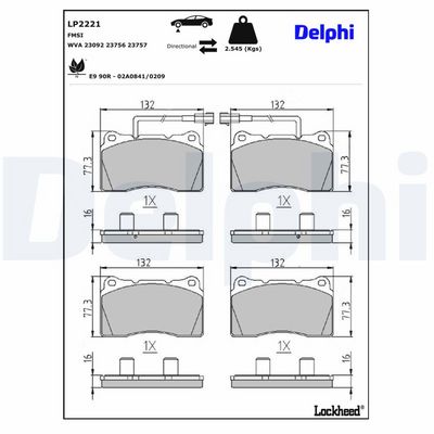 комплект спирачно феродо, дискови спирачки DELPHI