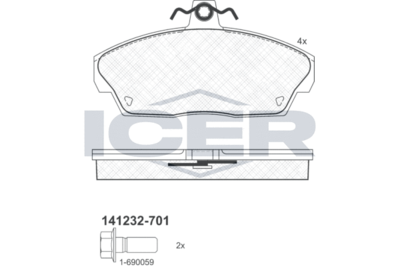 ICER 141232-701 Тормозные колодки и сигнализаторы  для LAND ROVER FREELANDER I Soft Top (L314) 2.0 DI 4x4