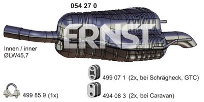 ERNST 054270 Глушитель выхлопных газов для OPEL ASTRA H универсал (A04)