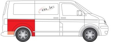 Achterspatbord Rechts (1/2 hoogte) past: VW TRANSPORTER T5 04.03-04.15