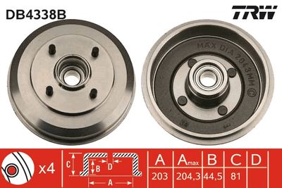 Тормозной барабан TRW DB4338B для FORD FOCUS