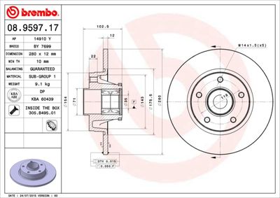 BREMBO Remschijf PRIME LINE - With Bearing Kit (08.9597.17)
