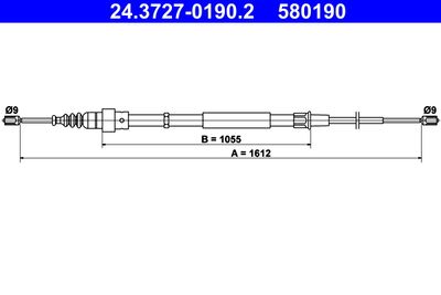 Тросик, cтояночный тормоз ATE 24.3727-0190.2 для AUDI TT