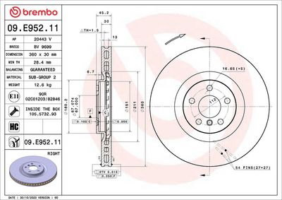 спирачен диск BREMBO 09.E952.11