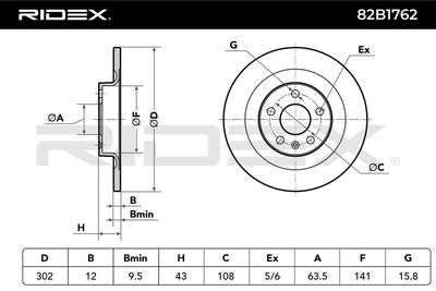 спирачен диск RIDEX 82B1762