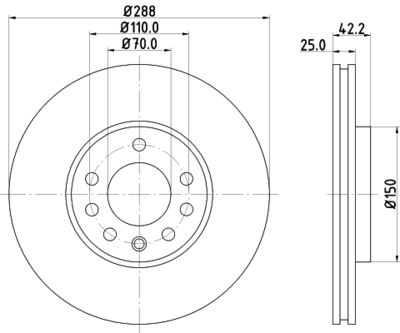 Тормозной диск HELLA 8DD 355 104-681 для CHEVROLET VECTRA