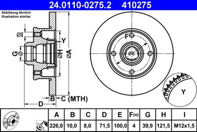 Тормозной диск ATE 24.0110-0275.2 для VW CORRADO