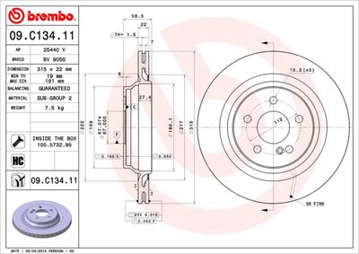 Bromsskiva BREMBO 09.C134.11