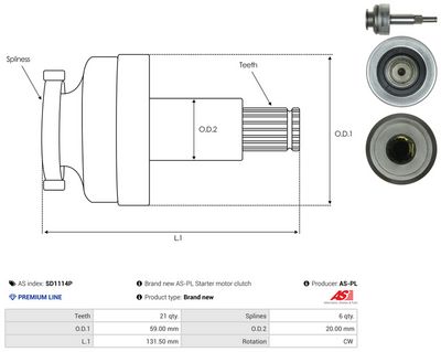 Drev, startmotor AS-PL SD1114P