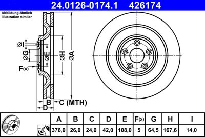 ATE 24.0126-0174.1 Тормозные диски  для JAGUAR XF (Ягуар Xф)