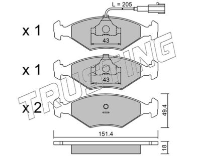 TRUSTING 059.4 Тормозные колодки и сигнализаторы  для LANCIA DEDRA SW (835_) 1.8 GT 16V (835EH)