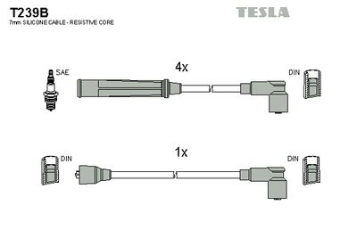 Комплект проводов зажигания TESLA T239B для LANCIA THEMA