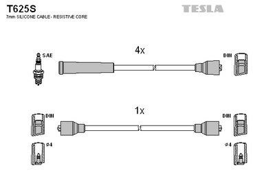 комплект запалителеи кабели TESLA T625S