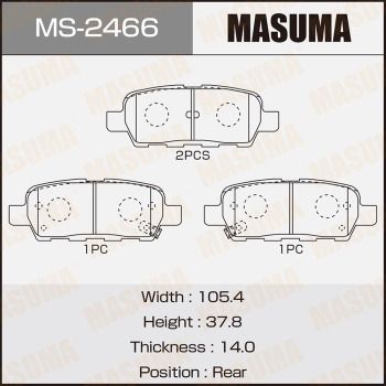 MASUMA MS-2466 Тормозные колодки барабанные  для NISSAN MURANO (Ниссан Мурано)