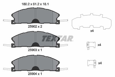 Комплект тормозных колодок, дисковый тормоз TEXTAR 2590201 для FORD USA FLEX