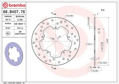 Kočni disk BREMBO 68B40776