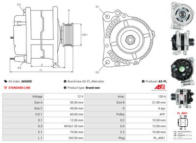 GENERATOR / ALTERNATOR AS-PL A6569S 4