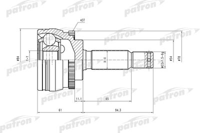 Шарнирный комплект, приводной вал PATRON PCV4324 для MITSUBISHI COLT