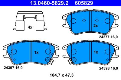 Комплект тормозных колодок, дисковый тормоз ATE 13.0460-5829.2 для HYUNDAI ATOS
