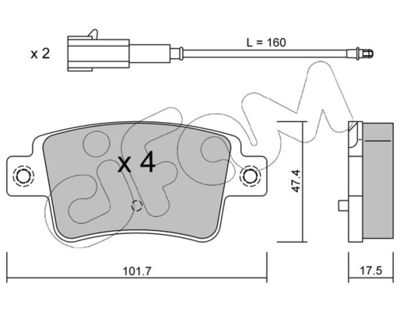Комплект тормозных колодок, дисковый тормоз CIFAM 822-705-1 для ABARTH PUNTO