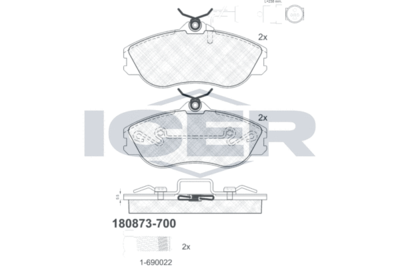 Комплект тормозных колодок, дисковый тормоз ICER 180873-700 для AUDI CABRIOLET