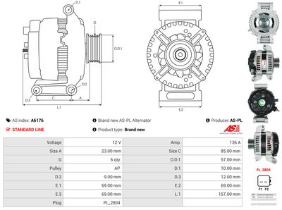 GENERATOR / ALTERNATOR AS-PL A6176 4
