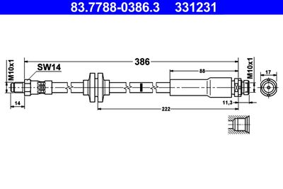Тормозной шланг ATE 83.7788-0386.3 для VOLVO S40