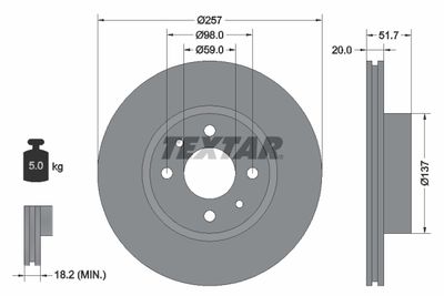 Тормозной диск TEXTAR 92044200 для ALFA ROMEO 164