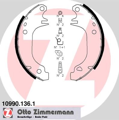 ZIMMERMANN 10990.136.1 Ремкомплект барабанных колодок  для PEUGEOT 106 (Пежо 106)
