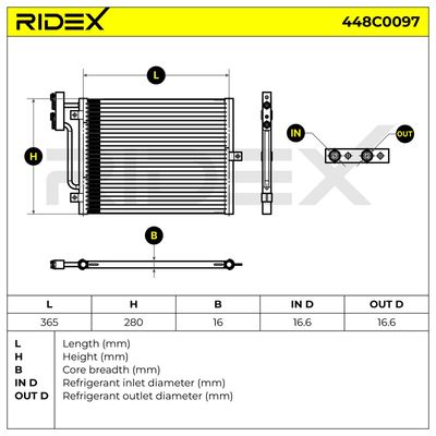 кондензатор, климатизация RIDEX 448C0097
