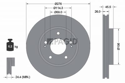 Tarcza hamulcowa PAGID 54982NC