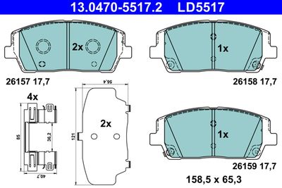 Комплект тормозных колодок, дисковый тормоз 13.0470-5517.2