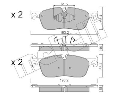 комплект спирачно феродо, дискови спирачки METELLI 22-1123-0