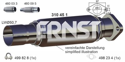 Ремонтная трубка, катализатор ERNST 310451 для FORD PUMA