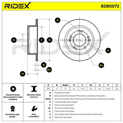 спирачен диск RIDEX 82B0572