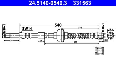 Тормозной шланг ATE 24.5140-0540.3 для VW AMAROK