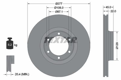 Тормозной диск TEXTAR 92074600 для MITSUBISHI L