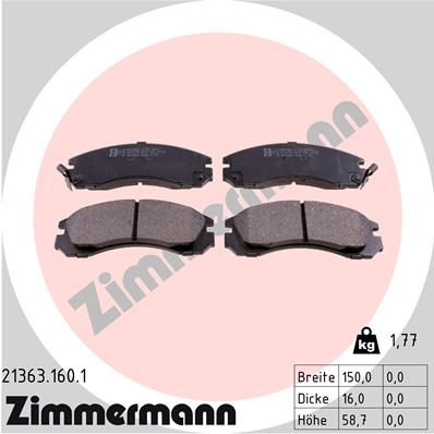 Комплект тормозных колодок, дисковый тормоз ZIMMERMANN 21363.160.1 для PEUGEOT 4007
