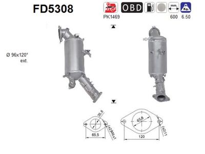 Filtr sadzy / filtr cząstek stałych, układ wydechowy AS FD5308