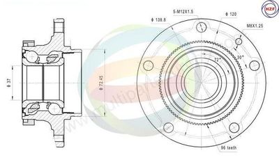 Multiparts 70-340002 Подшипник ступицы  для BMW 6 (Бмв 6)