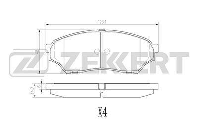 Комплект тормозных колодок, дисковый тормоз ZEKKERT BS-2962 для MITSUBISHI PAJERO