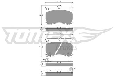 Комплект тормозных колодок, дисковый тормоз TOMEX Brakes TX 10-91 для KIA AVELLA