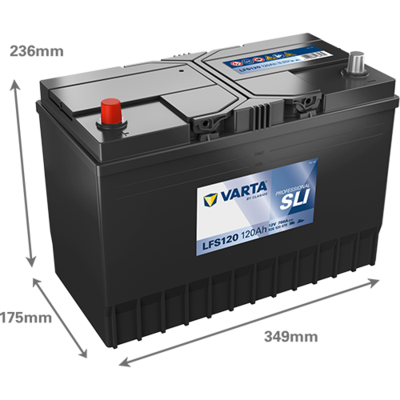 Batterij VARTA 12V 120Ah/780A (EN) PROFESSIONALl STARTER SLI (L+ standaard terminal) 349x175x236 B00 - geen montageflens (beginnen)
