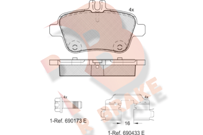 Комплект тормозных колодок, дисковый тормоз R BRAKE RB2039-067 для INFINITI QX30