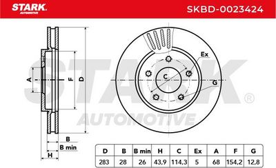 спирачен диск STARK SKBD-0023424