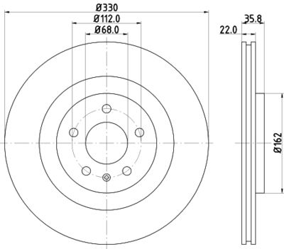 Тормозной диск HELLA 8DD 355 118-021 для AUDI Q7