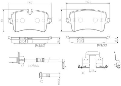 Sada brzdových destiček, kotoučová brzda BREMBO P85118N