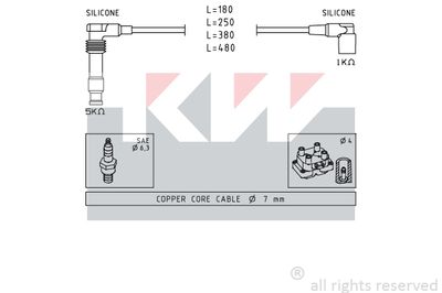 Комплект проводов зажигания KW 360 677 для DAEWOO REZZO