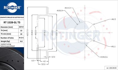 спирачен диск ROTINGER RT 1528-GL T5